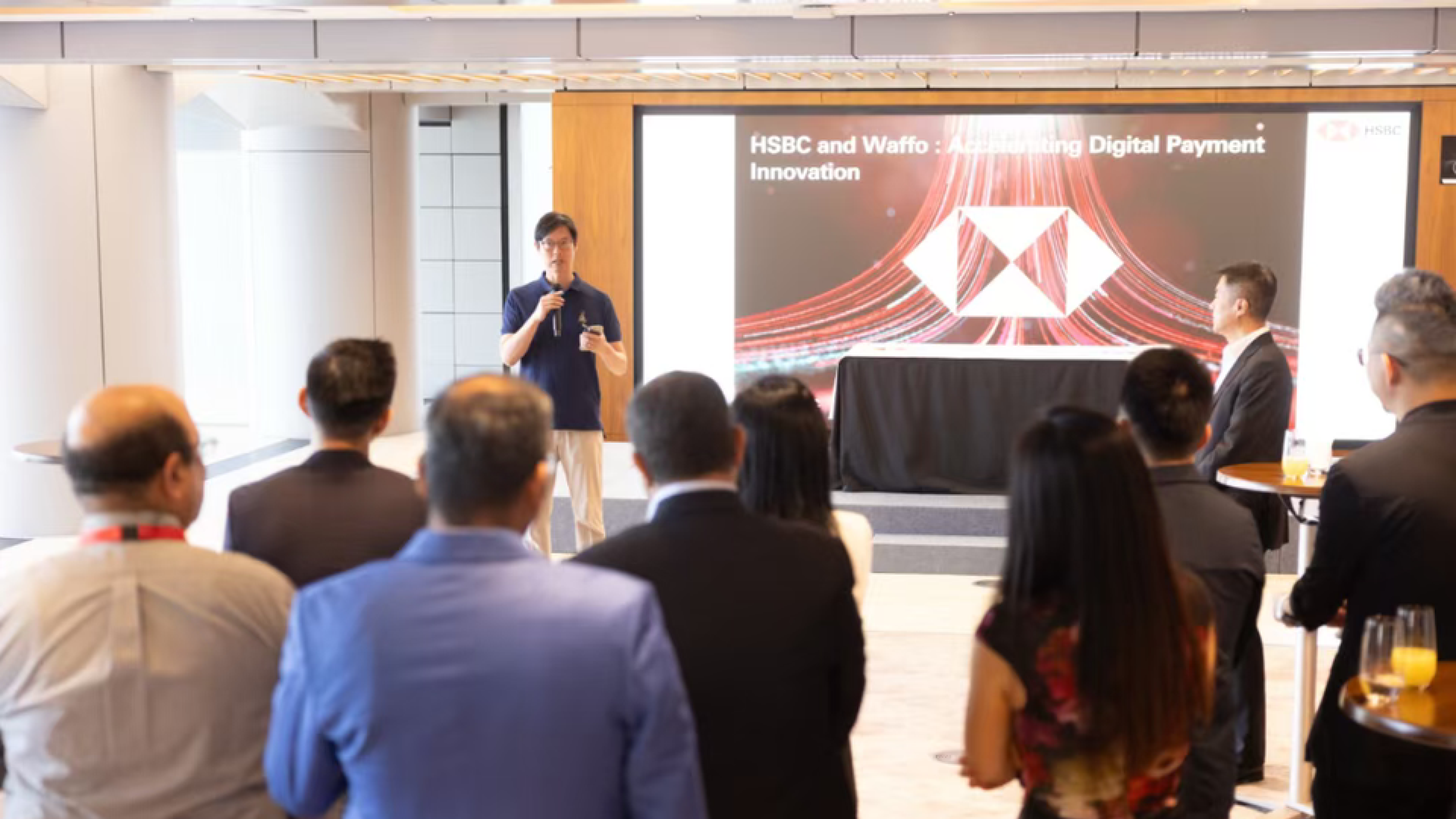 HSBC executive David Liao delivers Waffo partnership keynote.